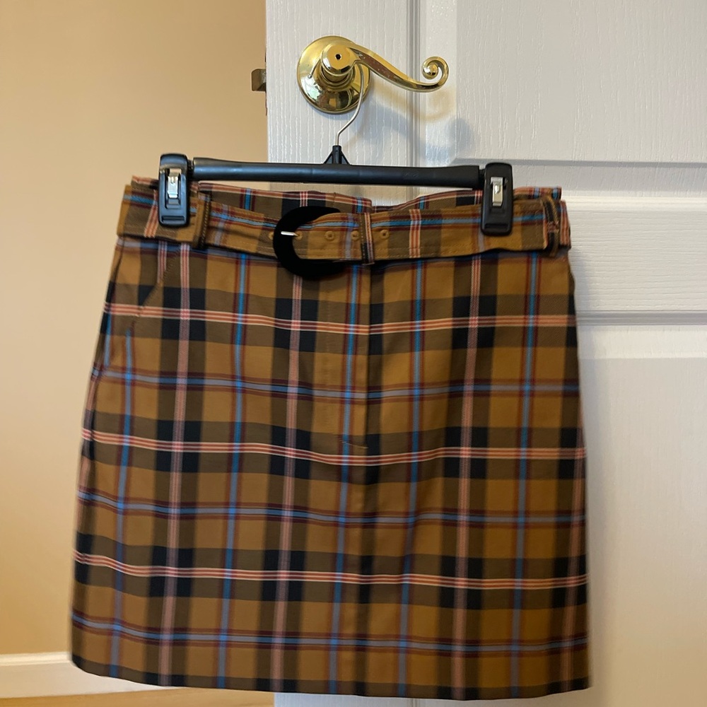 Mango Plaid Brown Skirt